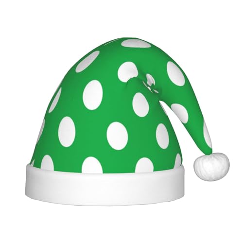 Kuilepa Weihnachtsmütze mit Punkten, grün und weiß, Weihnachtsmütze für Kinder, bequeme Unisex-Weihnachtsmützen für Weihnachten, Neujahr, Partyzubehör von Kuilepa