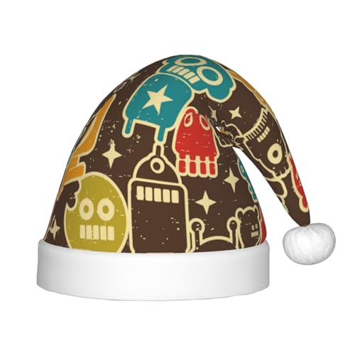 Kuilepa Weihnachtsmütze mit Roboter- und Monster-Druck, Weihnachtsmütze für Kinder, Unisex, bequeme Weihnachtsmützen für Weihnachten, Neujahr, Feiertage, Partyzubehör von Kuilepa