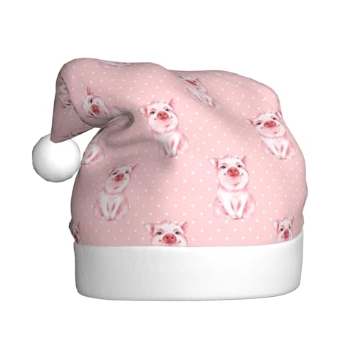 Kuilepa Weihnachtsmütze mit Schwein, gepunktet, Weihnachtsmannmütze, Weihnachtsmütze für Erwachsene, verdickte Weihnachtsmannmützen für Weihnachten, Neujahr, Urlaub, Partyzubehör von Kuilepa