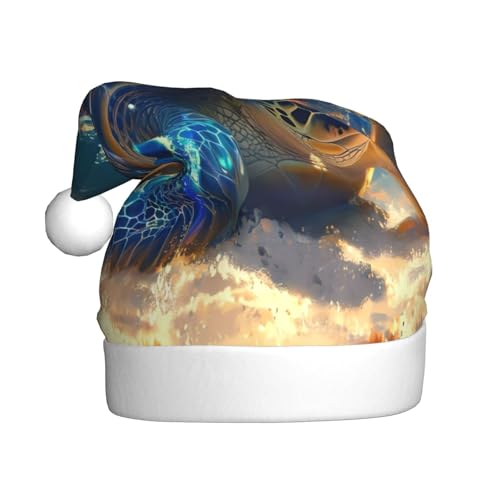 Kuilepa Weihnachtsmütze mit Sonnenschein, Sandschildkröte, Weihnachtsmannmütze, Weihnachtsmütze für Erwachsene, verdickte Weihnachtsmannmützen für Weihnachten, Neujahr, Urlaub, Partyzubehör von Kuilepa