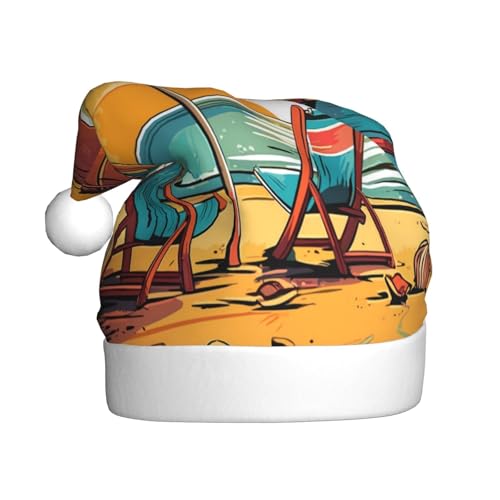 Kuilepa Weihnachtsmütze mit Sonnenuntergang-Druck, Weihnachtsmann-Hut für Erwachsene, verdickte Weihnachtsmannmützen für Weihnachten, Neujahr, Partyzubehör Kuilepa Weihnachtsmütze mit Sonnenuntergang-Druck, Weihnachtsmann-Hut für Erwachsene, verdickte Weihnachtsmannmützen für Weihnachten, Neujahr, Partyzubehör von Kuilepa