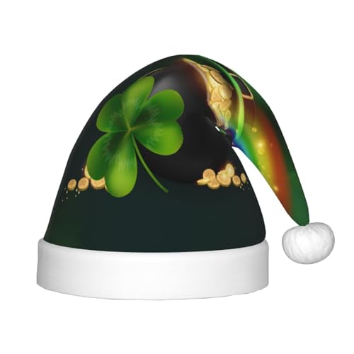 Kuilepa Weihnachtsmütze mit St. Patricks-Druck, Weihnachtsmütze für Kinder, bequeme Unisex-Weihnachtsmützen für Weihnachten, Neujahr, Feiertage, Partyzubehör von Kuilepa