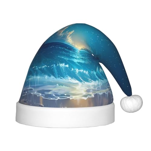 Kuilepa Weihnachtsmütze mit Strandszenenmuster, Weihnachtsmütze für Kinder, bequeme Unisex-Weihnachtsmützen für Weihnachten, Neujahr, Partyzubehör von Kuilepa