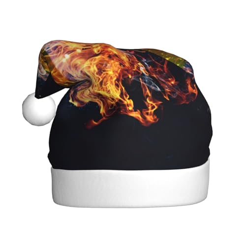 Kuilepa Weihnachtsmütze mit Tennisball im Feuer, Weihnachtsmannmütze, Weihnachtsmütze für Erwachsene, verdickte Weihnachtsmannmützen für Weihnachten, Neujahr, Urlaub, Partyzubehör von Kuilepa