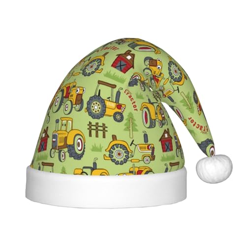 Kuilepa Weihnachtsmütze mit Traktor-Druck, Weihnachtsmütze für Kinder, Unisex, bequem für Weihnachten, Neujahr, Feiertage, Partyzubehör von Kuilepa