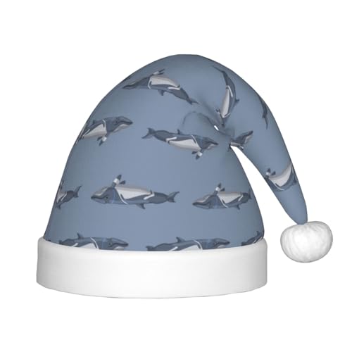 Kuilepa Weihnachtsmütze mit Wal-Druck, Weihnachtsmütze für Kinder, Unisex, bequem für Weihnachten, Neujahr, Feiertage, Partyzubehör von Kuilepa