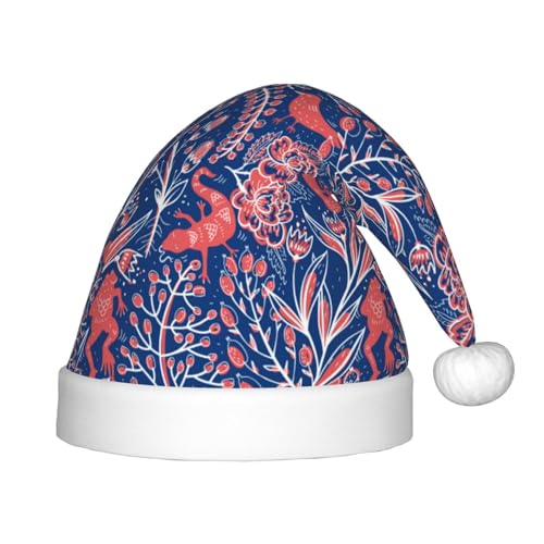 Kuilepa Weihnachtsmütze mit Waldtier-Druck, Weihnachtsmütze für Kinder, Unisex, bequeme Weihnachtsmütze für Weihnachten, Neujahr, Feiertage, Partyzubehör von Kuilepa