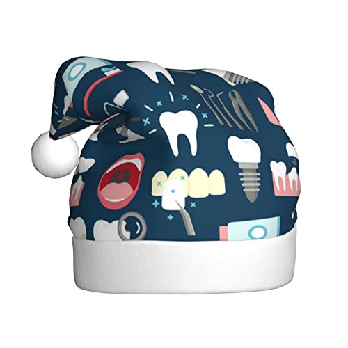 Kuilepa Weihnachtsmütze mit Zahnaufdruck, Weihnachtsmannmütze, Weihnachtsmütze für Erwachsene, verdickte Weihnachtsmannmützen für Weihnachten, Neujahr, Urlaub, Partyzubehör von Kuilepa