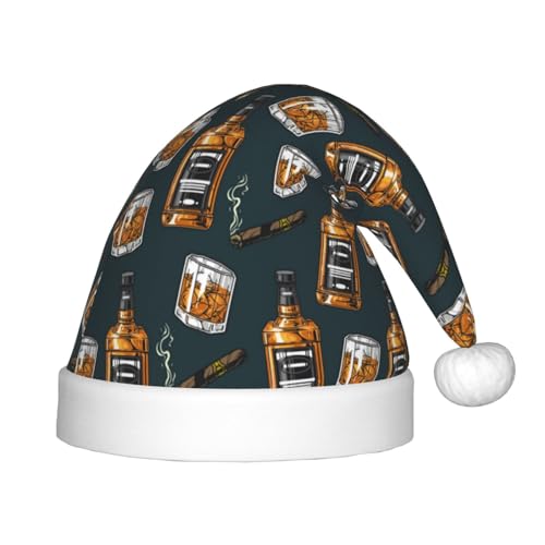 Kuilepa Weihnachtsmütze mit Zigarren-Druck, Weihnachtsmütze für Kinder, bequeme Unisex-Weihnachtsmützen für Weihnachten, Neujahr, Feiertage, Partyzubehör von Kuilepa