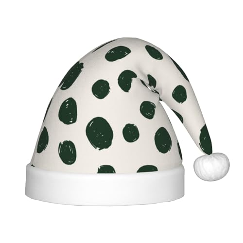 Kuilepa Weihnachtsmütze mit abstrakten grünen Punkten, Weihnachtsmütze für Kinder, bequeme Unisex-Weihnachtsmützen für Weihnachten, Neujahr, festliche Partyzubehör von Kuilepa