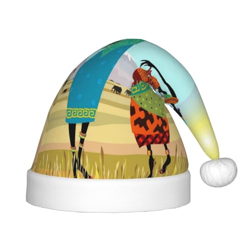 Kuilepa Weihnachtsmütze mit afrikanischen Frauen, Weihnachtsmütze für Kinder, bequeme Unisex-Weihnachtsmützen für Weihnachten, Neujahr, Feiertage, Partyzubehör von Kuilepa