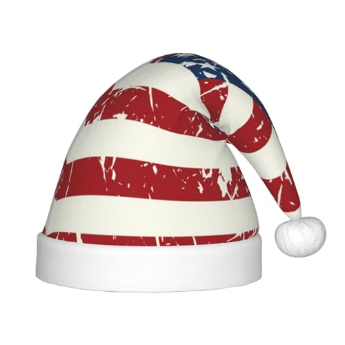 Kuilepa Weihnachtsmütze mit amerikanischer Flagge, Weihnachtsmütze für Kinder, Unisex, bequem für Weihnachten, Neujahr, Feiertage, Partyzubehör von Kuilepa