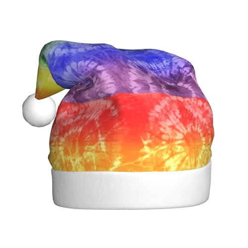 Kuilepa Weihnachtsmütze mit buntem Batikdruck, Weihnachtsmannmütze, Weihnachtsmütze für Erwachsene, verdickte Weihnachtsmannmützen für Weihnachten, Neujahr, Urlaub, Partyzubehör von Kuilepa