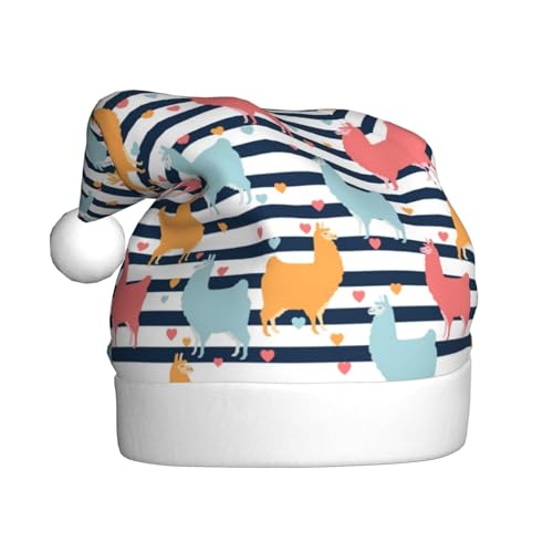 Kuilepa Weihnachtsmütze mit buntem Lama-Druck, Weihnachtsmannmütze, Weihnachtsmütze für Erwachsene, verdickte Weihnachtsmannmützen für Weihnachten, Neujahr, Urlaub, Partyzubehör von Kuilepa