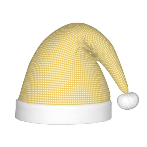 Kuilepa Weihnachtsmütze mit gelbem Karomuster, Weihnachtsmütze für Kinder, bequeme Unisex-Weihnachtsmützen für Weihnachten, Neujahr, Partyzubehör von Kuilepa