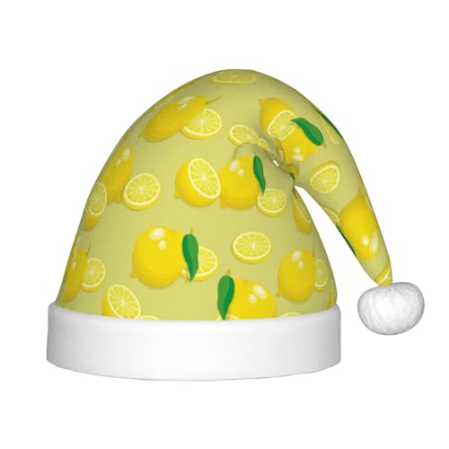 Kuilepa Weihnachtsmütze mit glänzendem Zitronenmuster, Weihnachtsmütze für Kinder, bequeme Unisex-Weihnachtsmützen für Weihnachten, Neujahr, Partyzubehör von Kuilepa