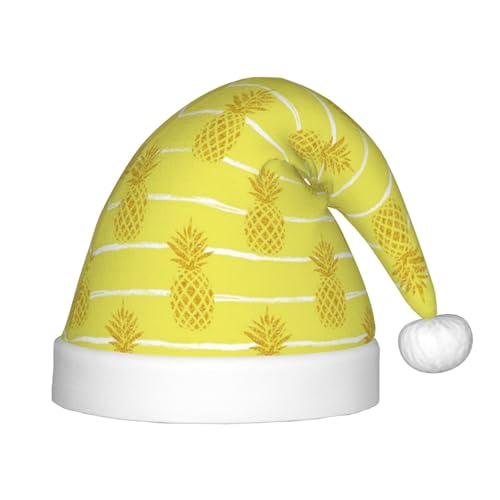 Kuilepa Weihnachtsmütze mit goldenem Ananasdruck, Weihnachtsmütze für Kinder, Unisex, bequeme Weihnachtsmützen für Weihnachten, Neujahr, Feiertage, Partyzubehör von Kuilepa