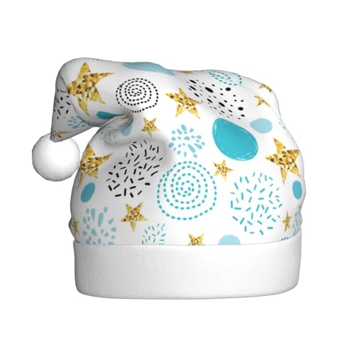 Kuilepa Weihnachtsmütze mit goldenen Sternen und blauen Punkten, Weihnachtsmannmütze, Weihnachtsmütze für Erwachsene, verdickte Weihnachtsmannmützen für Weihnachten, Neujahr, Urlaub, Partyzubehör Kuilepa Weihnachtsmütze mit goldenen Sternen und blauen Punkten, Weihnachtsmannmütze, Weihnachtsmütze für Erwachsene, verdickte Weihnachtsmannmützen für Weihnachten, Neujahr, Urlaub, Partyzubehör von Kuilepa