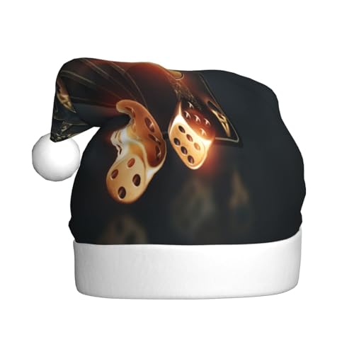 Kuilepa Weihnachtsmütze mit kreativem Poker-Druck, Weihnachtsmannmütze, Weihnachtsmütze für Erwachsene, verdickte Weihnachtsmannmützen für Weihnachten, Neujahr, Urlaub, Partyzubehör von Kuilepa