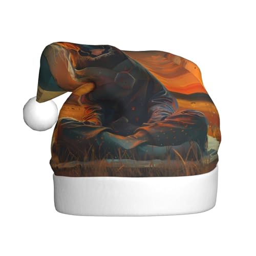 Kuilepa Weihnachtsmütze mit meditierendem Pferdemotiv, Weihnachtsmannmütze, Weihnachtsmütze für Erwachsene, verdickte Weihnachtsmannmützen für Weihnachten, Neujahr, Urlaub, Partyzubehör von Kuilepa