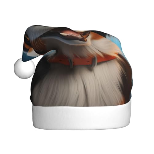 Kuilepa Weihnachtsmütze mit niedlichem Hundemotiv, verspieltes Lächeln, Weihnachtsmannmütze, Weihnachtsmütze für Erwachsene, verdickte Weihnachtsmannmützen für Weihnachten, Neujahr, Urlaub von Kuilepa