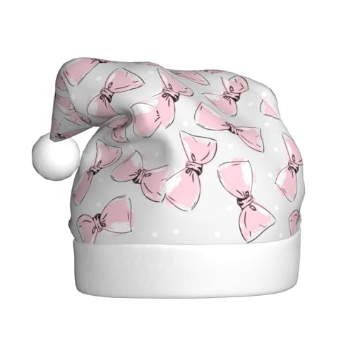 Kuilepa Weihnachtsmütze mit niedlicher Fliege, Weihnachtsmannmütze, Weihnachtsmütze für Erwachsene, verdickte Weihnachtsmannmützen für Weihnachten, Neujahr, Urlaub, Partyzubehör von Kuilepa