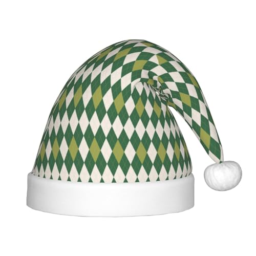 Kuilepa Weihnachtsmütze mit quadratischem Muster, hellgrün, Weihnachtsmütze für Kinder, bequeme Unisex-Weihnachtsmützen für Weihnachten, Neujahr, Feiertage von Kuilepa