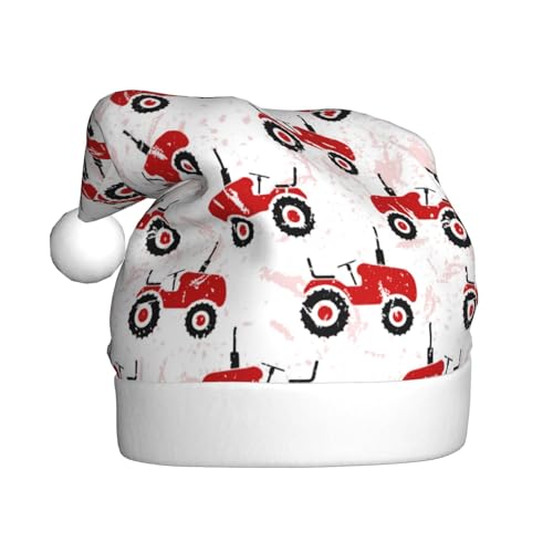 Kuilepa Weihnachtsmütze mit roten Rädern, Traktoren, Weihnachtsmannmütze, Weihnachtsmütze für Erwachsene, verdickte Weihnachtsmannmützen für Weihnachten, Neujahr, Urlaub, Partyzubehör von Kuilepa