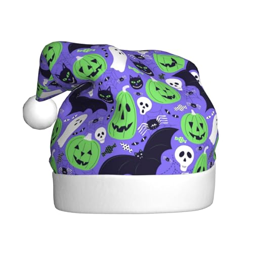 Kuilepa Weihnachtsmütze mit süßem Halloween-Druck, Weihnachtsmannmütze, Weihnachtsmütze für Erwachsene, verdickte Weihnachtsmannmützen für Weihnachten, Neujahr, Feiertage von Kuilepa