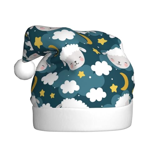 Kuilepa Weihnachtsmütze mit süßem Lamm-Aufdruck, Weihnachtsmannmütze, Weihnachtsmütze für Erwachsene, verdickte Weihnachtsmannmützen für Weihnachten, Neujahr, Urlaub, Partyzubehör von Kuilepa