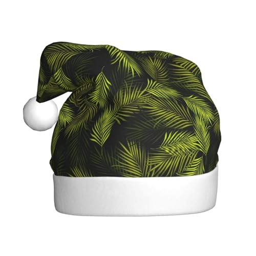 Kuilepa Weihnachtsmütze mit tropischen Palmenblättern, Farnblättern, Weihnachtsmannmütze, Weihnachtsmütze für Erwachsene, verdickte Weihnachtsmannmützen für Weihnachten, Neujahr, Urlaub, Partyzubehör von Kuilepa