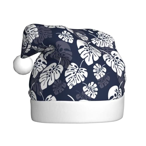 Kuilepa Weihnachtsmütze mit weißen Blättern, Weihnachtsmannmütze, Weihnachtsmütze für Erwachsene, verdickte Weihnachtsmannmützen für Weihnachten, Neujahr, Urlaub, Partyzubehör von Kuilepa
