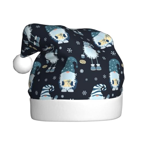 Kuilepa Weihnachtswichtel, blauer Druck, Weihnachtsmütze, Weihnachtsmütze für Erwachsene, verdickte Weihnachtsmannmützen für Weihnachten, Neujahr, Urlaub, Partyzubehör von Kuilepa