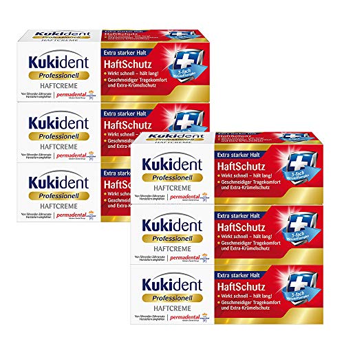 Kukident Professionell Haftcreme - Haftschutz für Zahnprothesen, extra starker Halt - Schnelle, langanhaltende Wirkung - 6 x 40 g Kukident Professionell Haftcreme - Haftschutz für Zahnprothesen, extra starker Halt - Schnelle, langanhaltende Wirkung - 6 x 40 g von Kukident