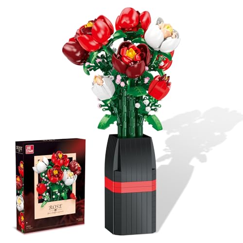 Blumenstrauß-Bauset, 761-teilig, für immer Rose, Orchidee und Kirschblüte, Dekor-Set mit Vase, Geschenke für Erwachsene, Frauen, Muttertag, Valentinstag Blumenstrauß-Bauset, 761-teilig, für immer Rose, Orchidee und Kirschblüte, Dekor-Set mit Vase, Geschenke für Erwachsene, Frauen, Muttertag, Valentinstag von Kuleyng