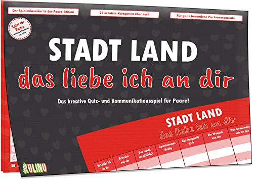 Kulinu Stadt, Land, das Liebe ich an dir - Spiel für Paare - Partner Geschenke Jahrestag - Geschenk für ihn sie Freund Freundin - 100% Made in Germany Kulinu Stadt, Land, das Liebe ich an dir - Spiel für Paare - Partner Geschenke Jahrestag - Geschenk für ihn sie Freund Freundin - 100% Made in Germany von Kulinu