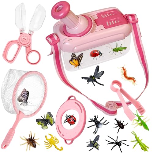 Kulveanju Entdecker Set für Kinder ab 4, Forscherset für Kinder, Insektenbox mit Drehbar Lupe, Kinderlupe, Insektenfänger, 12 Gefälschte Insekten, Geschenk Spielzeug Draußen ab 3 4 5 6 Jahre, Rosa Kulveanju Entdecker Set für Kinder ab 4, Forscherset für Kinder, Insektenbox mit Drehbar Lupe, Kinderlupe, Insektenfänger, 12 Gefälschte Insekten, Geschenk Spielzeug Draußen ab 3 4 5 6 Jahre, Rosa von Kulveanju