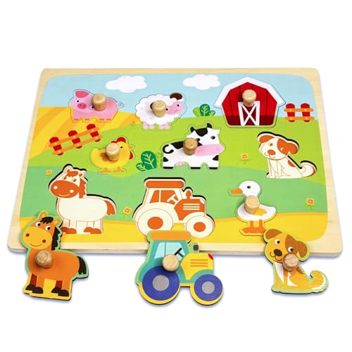 Kulveanju Holzpuzzle 1 Jahr, Montessori Kinder Puzzel mit Griff, Lernspielzeug Puzzle Kleinkind Spielzeug, Montessori Tiere Steckpuzzle Holz Spielzeug Geschenk für Baby 1 2 3 Jahr Kulveanju Holzpuzzle 1 Jahr, Montessori Kinder Puzzel mit Griff, Lernspielzeug Puzzle Kleinkind Spielzeug, Montessori Tiere Steckpuzzle Holz Spielzeug Geschenk für Baby 1 2 3 Jahr von Kulveanju