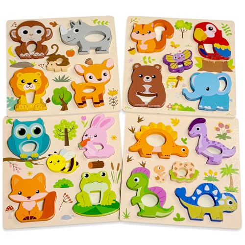 Kulveanju Holzpuzzle ab 1 Jahr, 4 Stück Tier Steckpuzzle Holz, Montessori Holzspielzeug Baby, Lernendes Pädagogisches Greifpuzzle Motorikspielzeug Babyspielzeug Geschenk Mädchen und Jungen Kinder ab 2 Kulveanju Holzpuzzle ab 1 Jahr, 4 Stück Tier Steckpuzzle Holz, Montessori Holzspielzeug Baby, Lernendes Pädagogisches Greifpuzzle Motorikspielzeug Babyspielzeug Geschenk Mädchen und Jungen Kinder ab 2 von Kulveanju