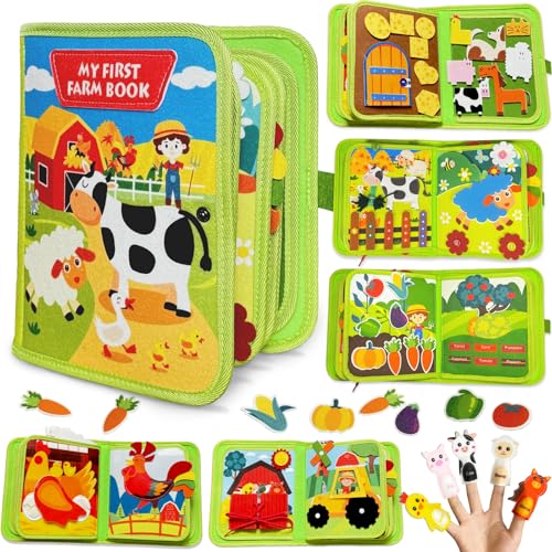 Kulveanju Quiet Book mit Bauernhof Thema, Montessori Spielzeug 2 Jahre, Busy Board Weichem Filz für Frühe Bildung, Busy Book für Autofahrten, Sensorik Geschenk Spielzeug ab 1 2 3 Jahre Mädchen Junge Kulveanju Quiet Book mit Bauernhof Thema, Montessori Spielzeug 2 Jahre, Busy Board Weichem Filz für Frühe Bildung, Busy Book für Autofahrten, Sensorik Geschenk Spielzeug ab 1 2 3 Jahre Mädchen Junge von Kulveanju