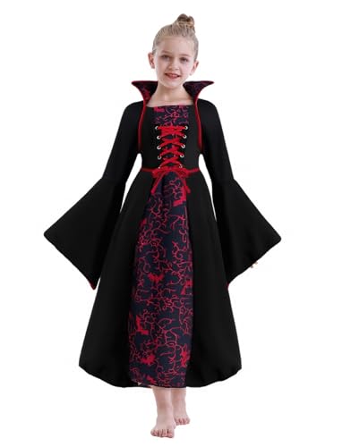KumSoomliy Vampir-Kostüm-Set für Mädchen, Kinder, Halloween-Kostüme, Vampir-Motto-Party-Kostüme für Mädchen, Alter 9–10 Jahre KumSoomliy Vampir-Kostüm-Set für Mädchen, Kinder, Halloween-Kostüme, Vampir-Motto-Party-Kostüme für Mädchen, Alter 9–10 Jahre von KumSoomliy