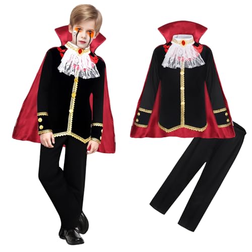 KumSoomliy Vampir-Kostüm für Kinder, Jungen, Vampir-Anzug mit Umhang, Halloween-Kostüme für Kinder, Rollenspiel-Kleid, Alter 8–10 Jahre KumSoomliy Vampir-Kostüm für Kinder, Jungen, Vampir-Anzug mit Umhang, Halloween-Kostüme für Kinder, Rollenspiel-Kleid, Alter 8–10 Jahre von KumSoomliy