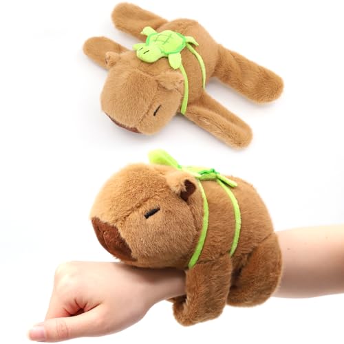 Braccialetto Peluche Capibara con Zaino Tartaruga - 20 cm Morbido e Leggero | Regalo Perfetto per Bambini (Compleanni, Natale) | Giocattolo Anti-Stress per Bambini e Bambine von Kunaxku