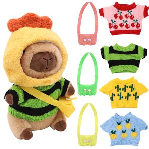 Capybara Plüschtier, 23cm Capybara Kuscheltier, Niedlichen Wasserschwein Kuscheltier, Kinder-Plüschpuppenspielzeug mit Kleidung und Accessoires, Stofftier-Wohndekoration für das Wohnzimmer (9Pcs Set) Capybara Plüschtier, 23cm Capybara Kuscheltier, Niedlichen Wasserschwein Kuscheltier, Kinder-Plüschpuppenspielzeug mit Kleidung und Accessoires, Stofftier-Wohndekoration für das Wohnzimmer (9Pcs Set) von Kunaxku