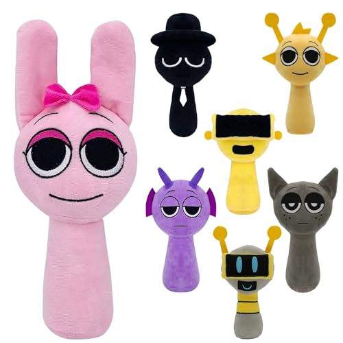 Plüschtier-Set Sprunki - 25cm Wenda und Grau | Weiche und witzige Kuscheltier für Fans | Ideales Geschenk zum Geburtstag für Kinder und Sammler (Pink) von Kunaxku