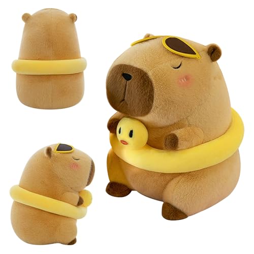 Süßes Capybara Kuscheltier mit Schildkröten-Rucksack - Weiches Plüschtier für Babys & Kinder | Kissen & Spielzeug für Jungen & Mädchen | Perfekt als Geschenk zum Schmusen & Spielen (swim) von Kunaxku