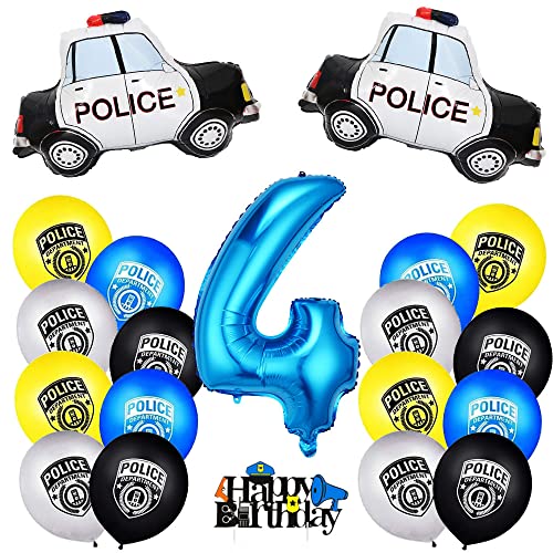 KungFu Mall 4. Polizei Geburtstagsparty Deko für Jungen, Polizei Luftballons Polizeiauto Folienballon Nummer 4 Tortenaufsatz für Kinder Thema Geburtstag Party Dekoration Babyparty Geburtstag KungFu Mall 4. Polizei Geburtstagsparty Deko für Jungen, Polizei Luftballons Polizeiauto Folienballon Nummer 4 Tortenaufsatz für Kinder Thema Geburtstag Party Dekoration Babyparty Geburtstag von Kungfu Mall
