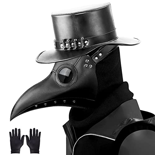kungfu Mall Pestarzt-Maske, Gothic, Cosplay, Retro, Steampunk, Requisiten, Vogelmaske und schwarze Party-Handschuhe für Halloweenkostüm kungfu Mall Pestarzt-Maske, Gothic, Cosplay, Retro, Steampunk, Requisiten, Vogelmaske und schwarze Party-Handschuhe für Halloweenkostüm von Kungfu Mall