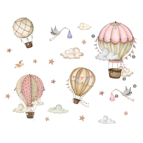 Kuntesetty 2 Stück Heißluftballon Wandaufkleber, Wanddekoration, Cartoon, Leicht Abziehbar, Kunstwandbild, Stern, Vögel, Wolken, Wandaufkleber für Kinderzimmer Kuntesetty 2 Stück Heißluftballon Wandaufkleber, Wanddekoration, Cartoon, Leicht Abziehbar, Kunstwandbild, Stern, Vögel, Wolken, Wandaufkleber für Kinderzimmer von Kuntesetty