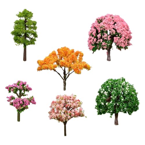 Kuntesetty 6X Miniatur Künstliche Bäume Gemischt Modell Bäume für DIY Handwerk Zug Landschaft von Kuntesetty